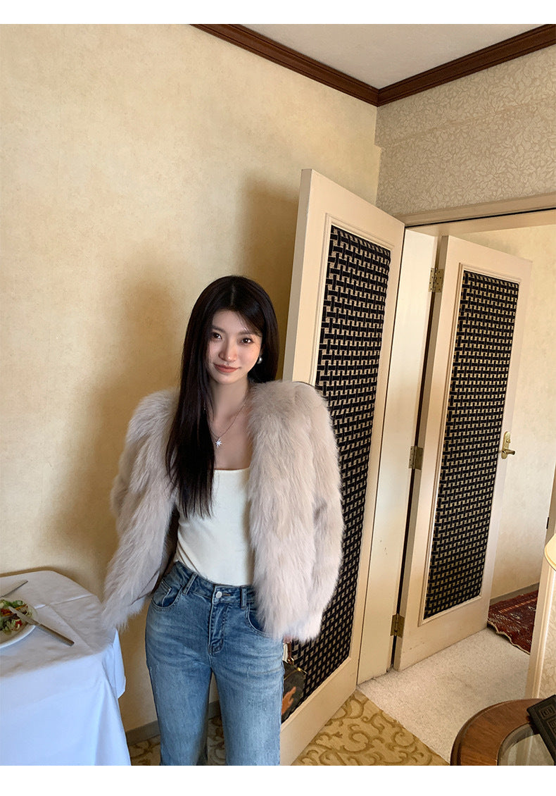 Faux Fur Jacket in cream – view 5