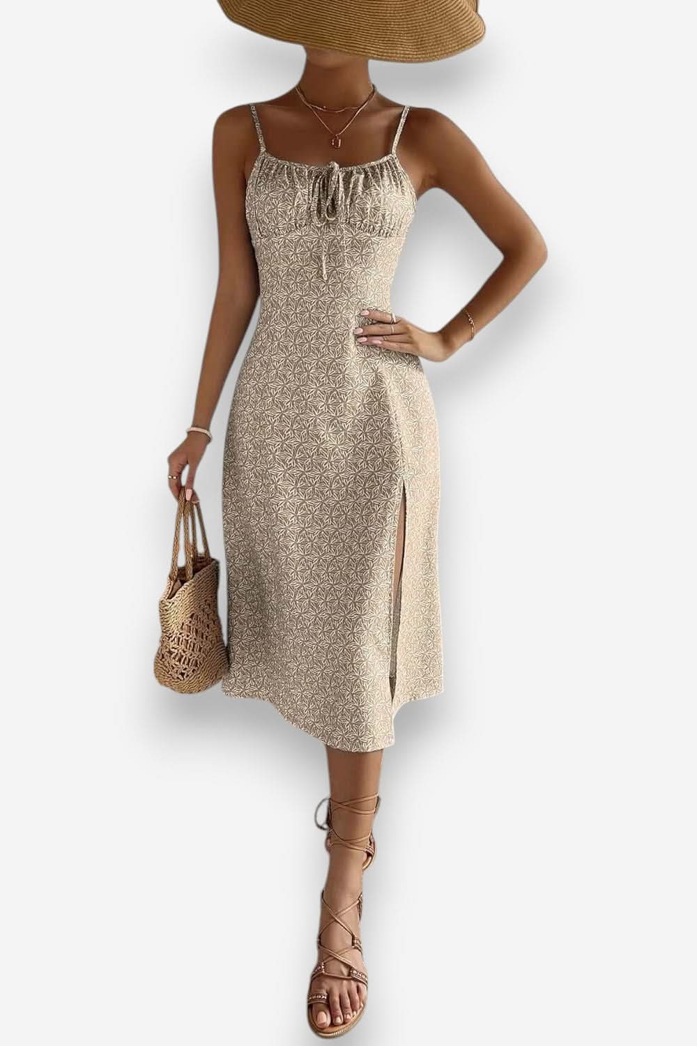 Pleated Backless Lace-up Slit Midi Dress - Elegance Redefined The Woman Concept Pleated Backless Lace-up Slit Midi Dress - Elegance Redefined The Woman Concept