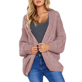 Chunky Cable Knit Open-Front Cardigan in dusty rose – view 6