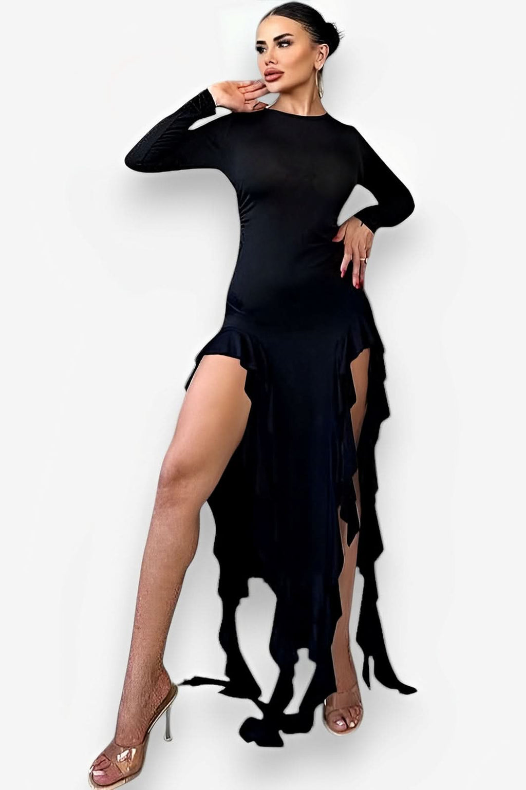 French round neck long-sleeved dress - dresses from The Woman Concept