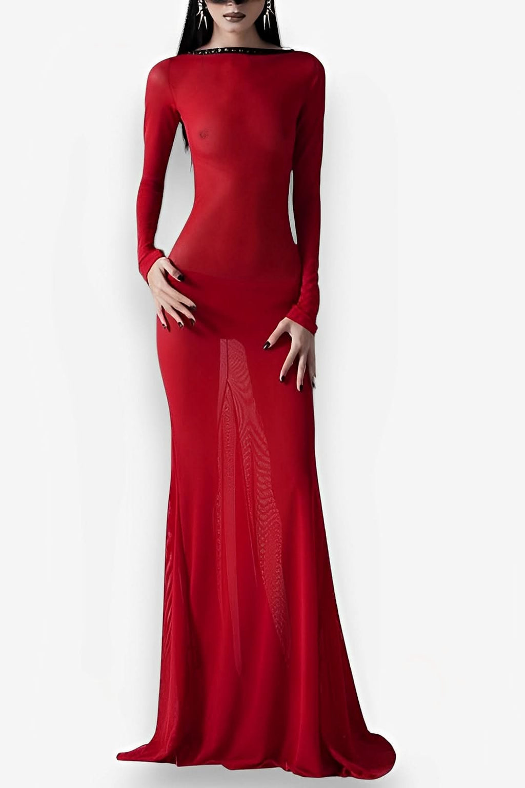 Backless strappy long-sleeved extra-long dress - dresses from The Woman Concept