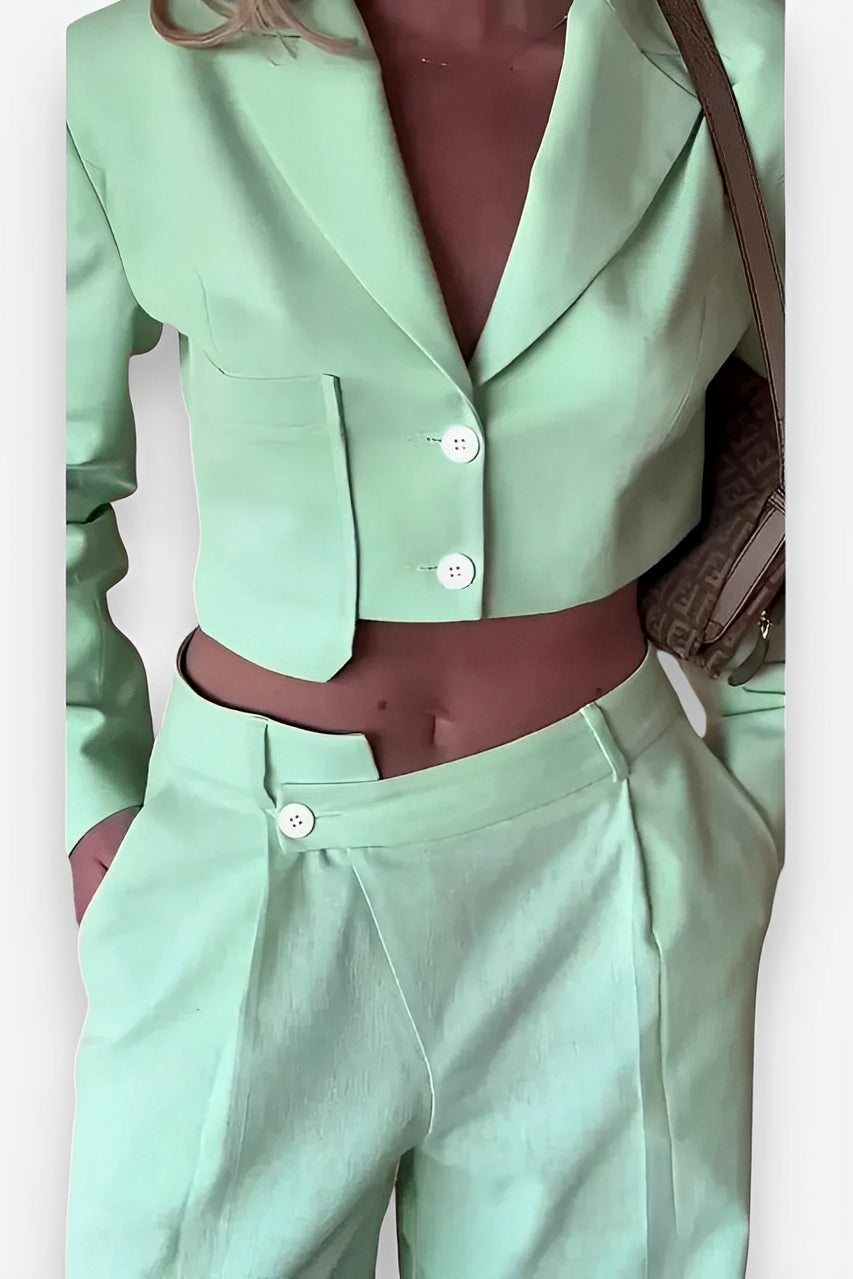 Asymmetrical French Lapel Button Suit