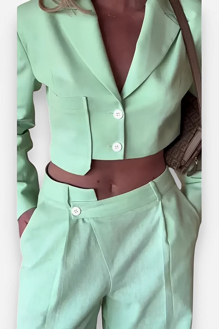 Asymmetrical French Lapel Button Suit - suits from The Woman Concept