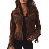 Faux Suede Fringe Western Jacket in dark brown – view 4