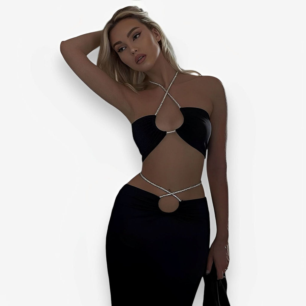 Neck Silver Rope Two-Piece Set - two piece from The Woman Concept