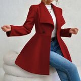 Slim Lapel Wool-Look Midi Coat in red – view 5