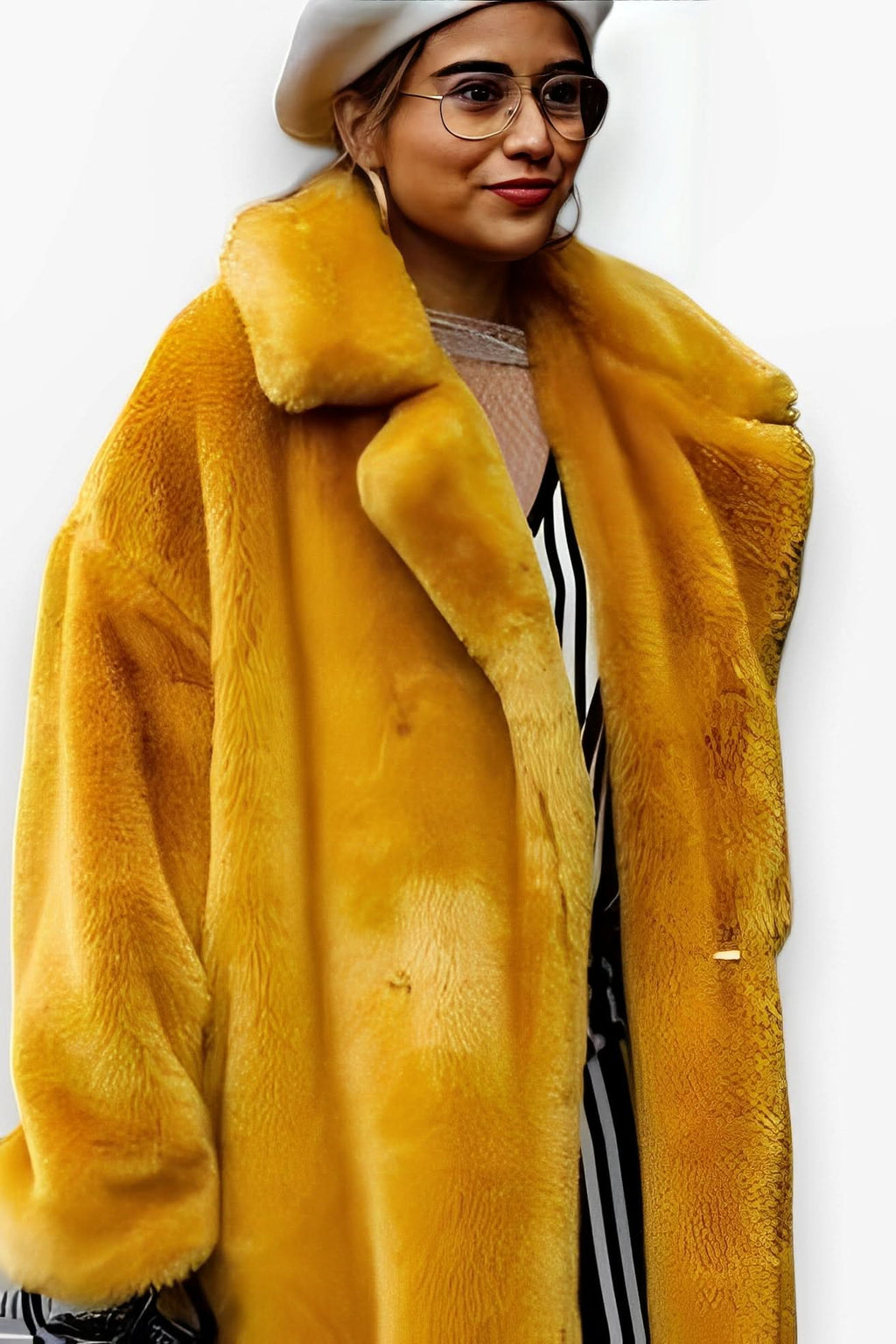 Long imitation rabbit fur coat - Coats & Jackets from The Woman Concept