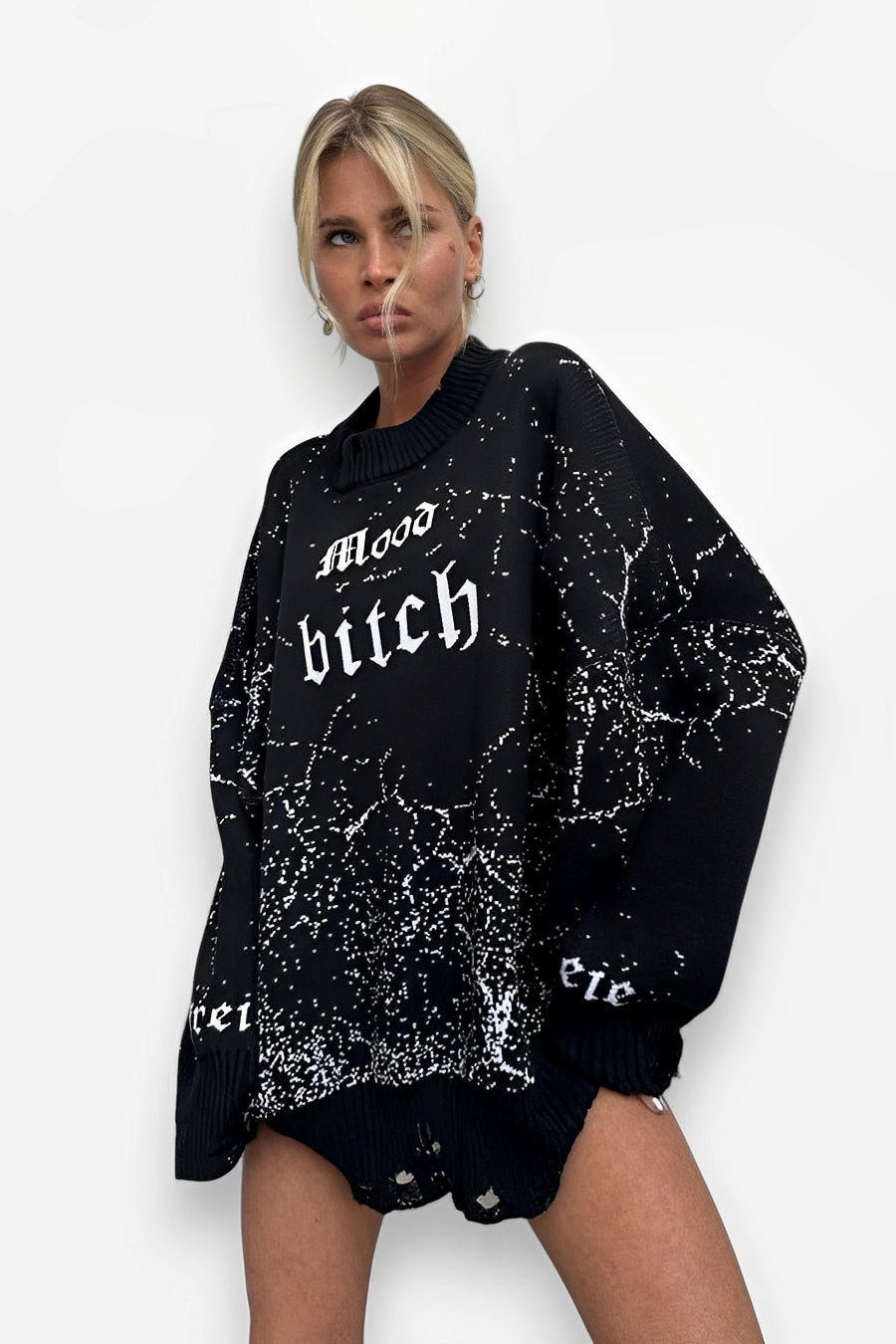 Street style loose letter embroidered sweatshirt