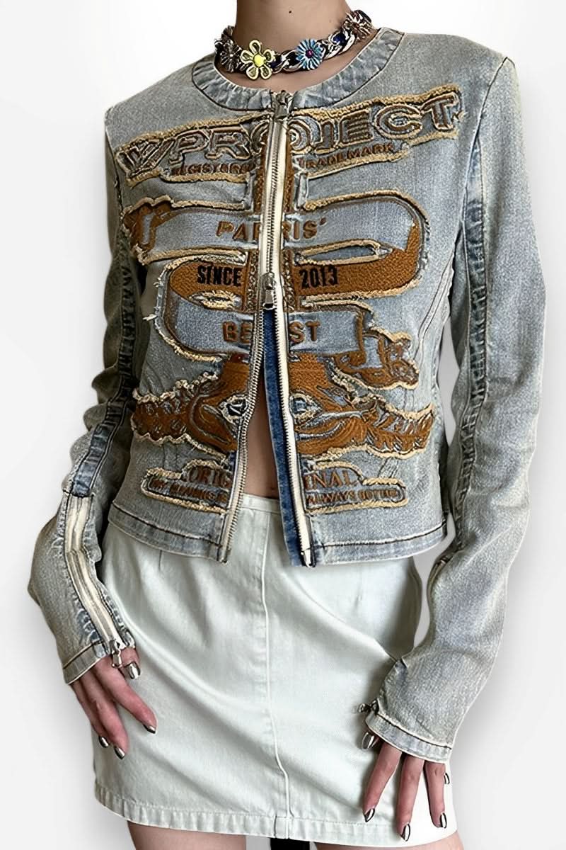 American retro embroidered denim jacket - Coats & Jackets from The Woman Concept