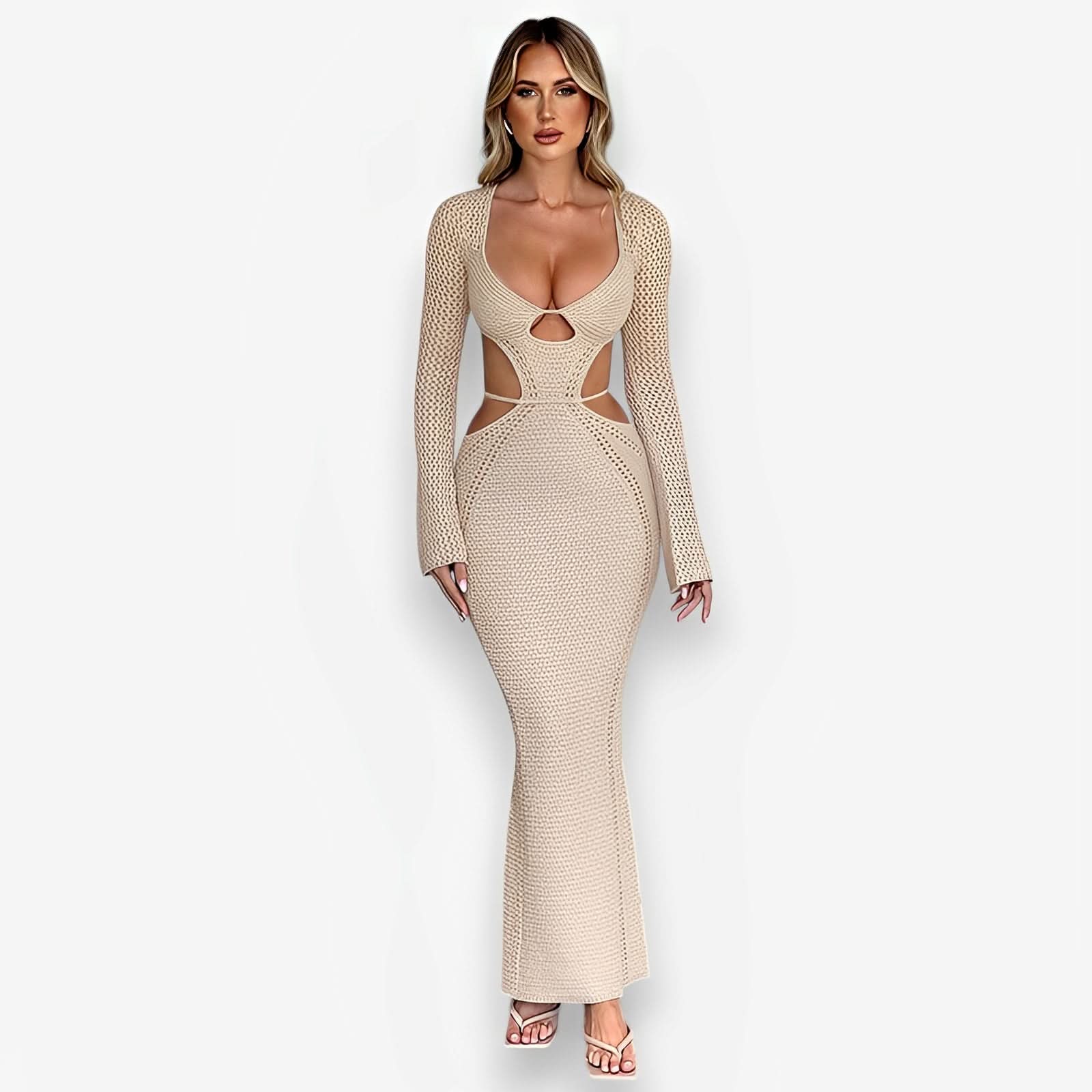 High Collar Long Sleeve Backless Dress - Bold Elegance Awaits The Woman Concept High Collar Long Sleeve Backless Dress - Bold Elegance Awaits The Woman Concept