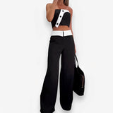 Vest High Waist Wide Leg Pants Suit