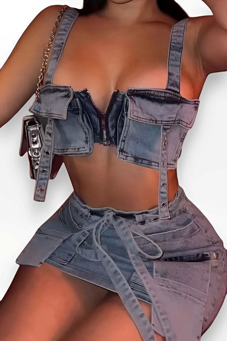 Tube Top Suspender short Skirt two piece - suit from The Woman Concept