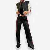 Casual Striped Short Baseball Suit