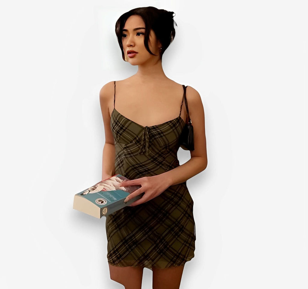 Sub-print chest strap suspender dress - dresses from The Woman Concept