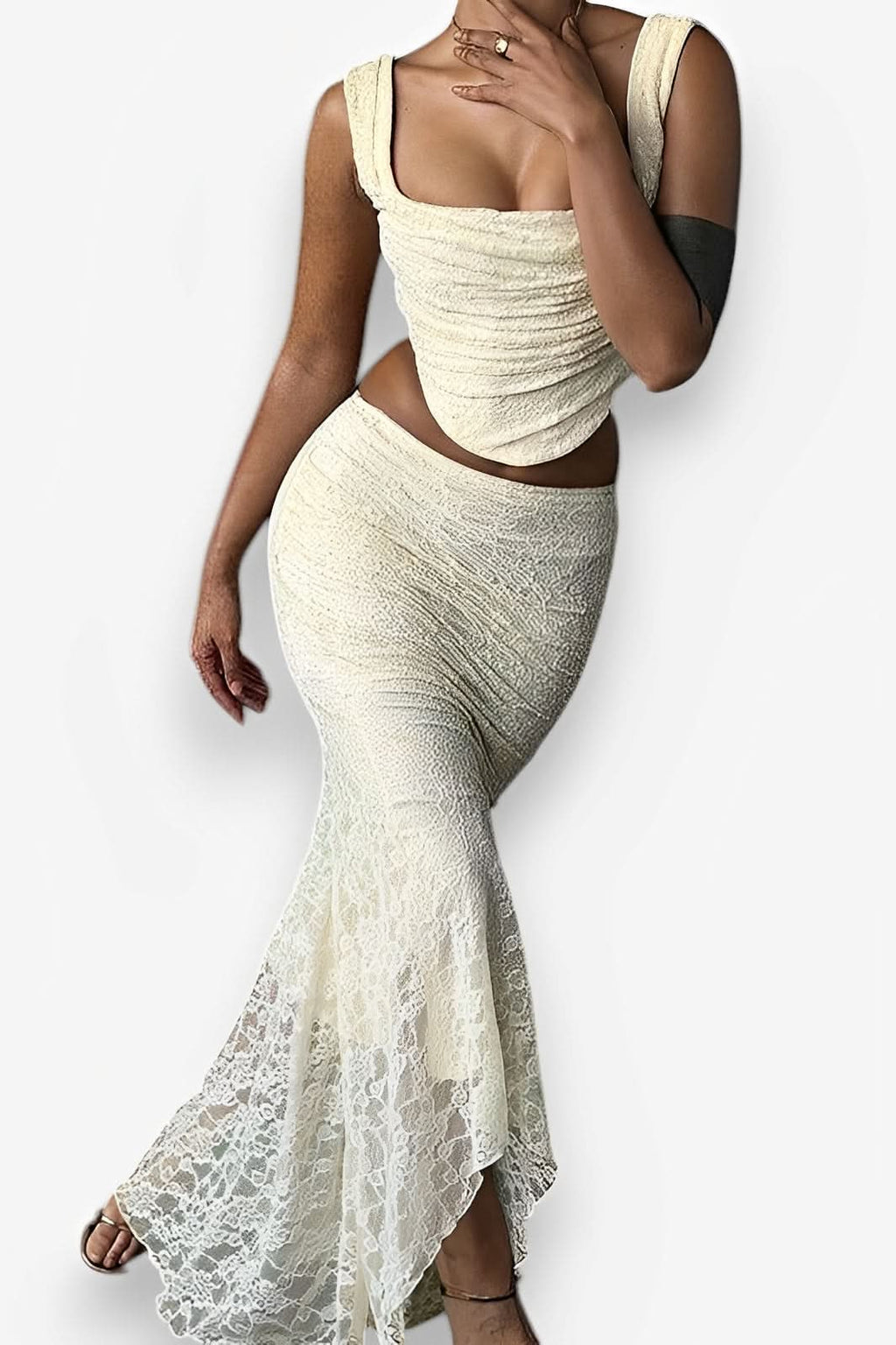Two-piece lace fishtail skirt dress - Two-Piece Sets from The Woman Concept