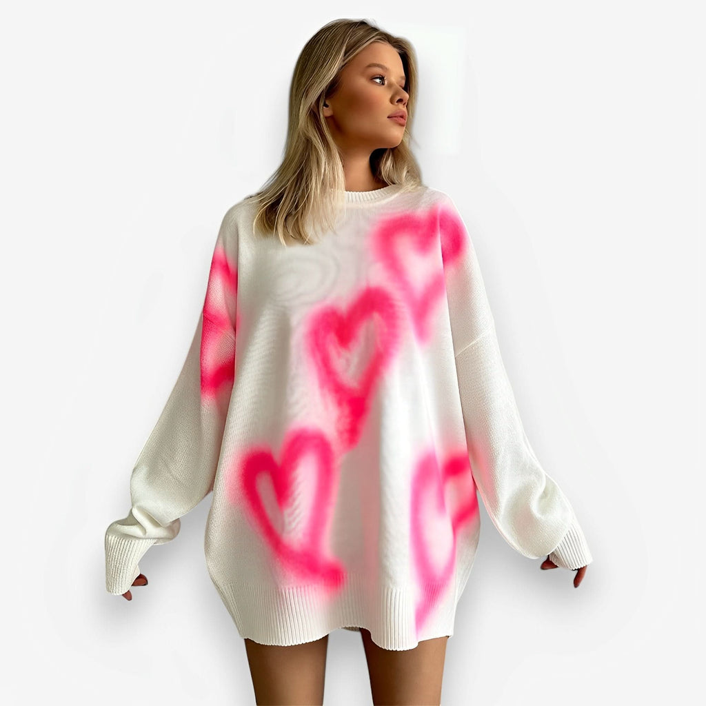 Loose casual printing knitted Sweatshirt - sweaters from The Woman Concept