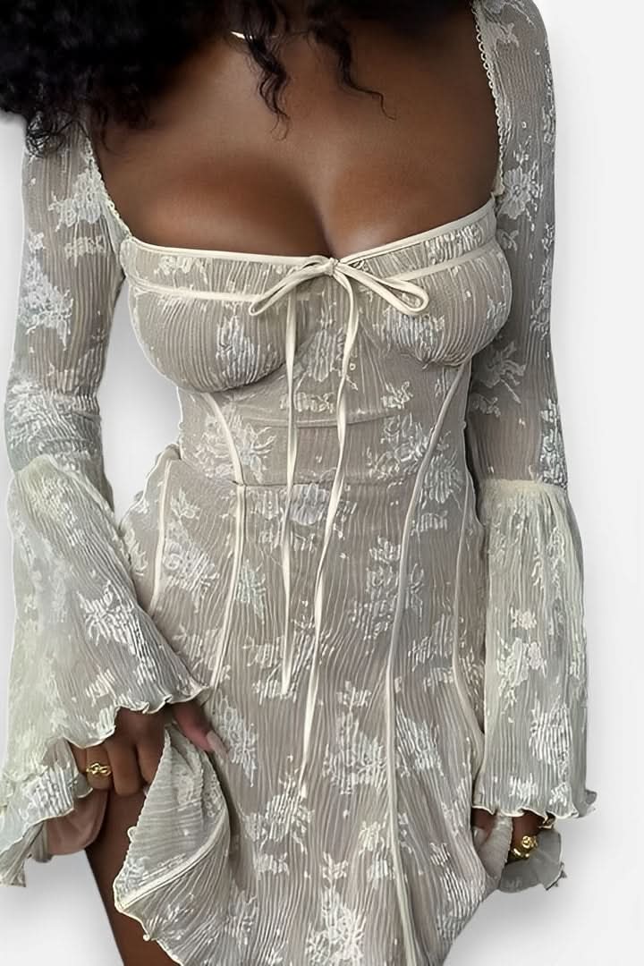 Long Sleeve Lace Slim Dress - Dresses from The Woman Concept