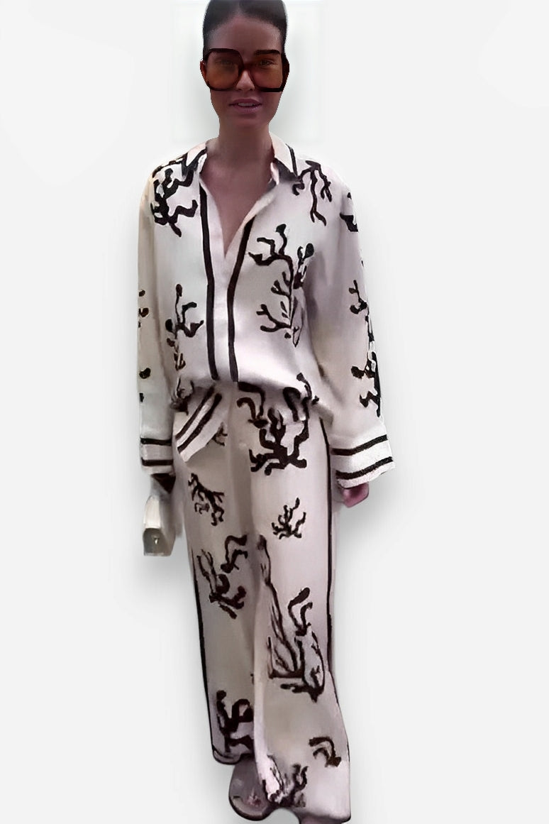 Chic Printed Two-Piece Set