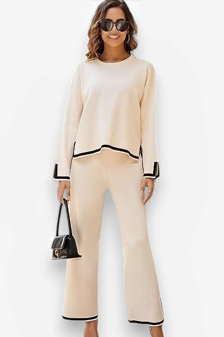 Knitted sweater wide-leg pants casual suit - suits from The Woman Concept