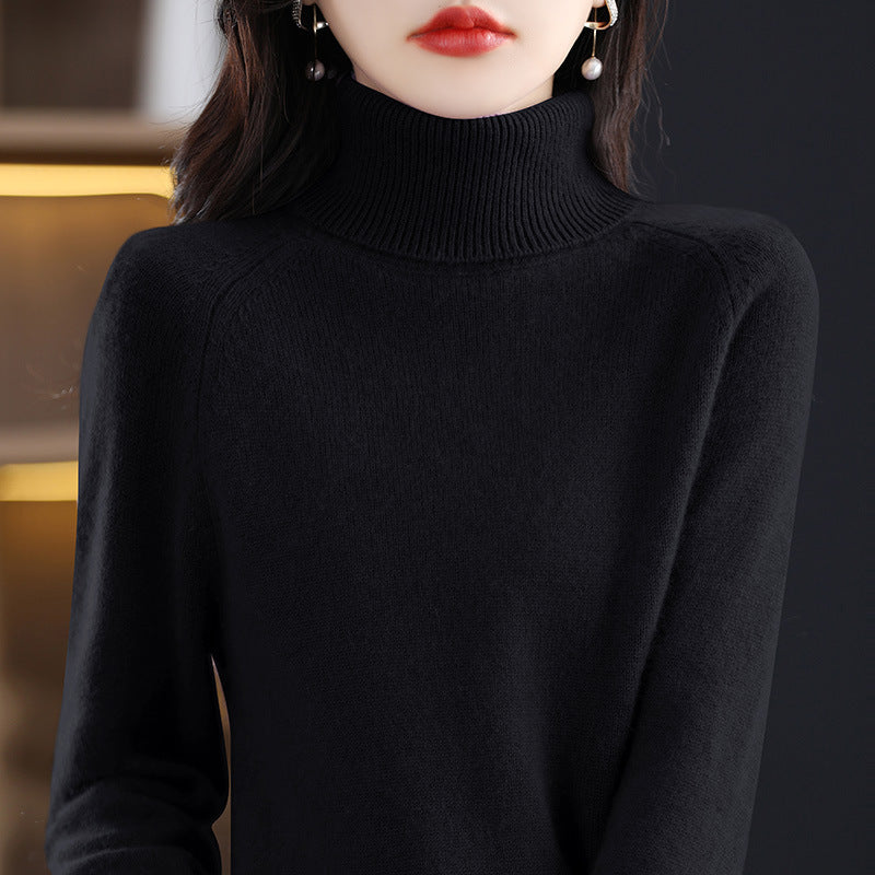 Turtleneck Knit Sweater in black – view 4