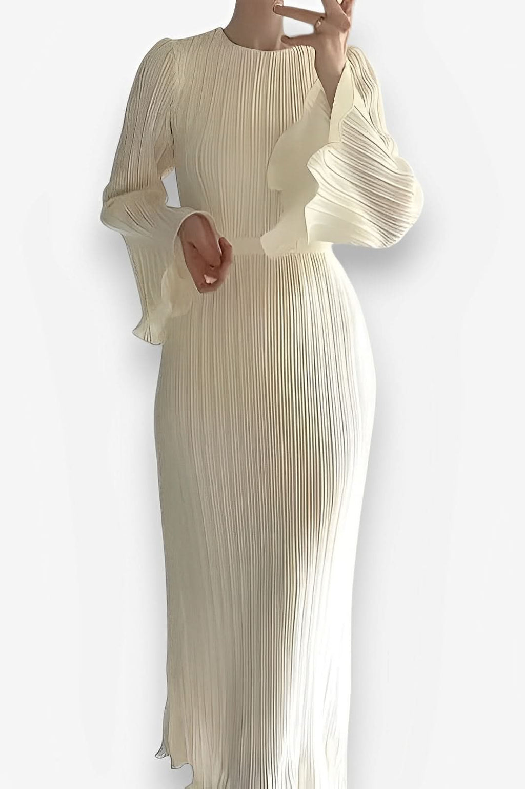 Trumpet sleeved slim long dress - dresses from The Woman Concept