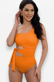 One-shoulder hollow lace swimsuit
