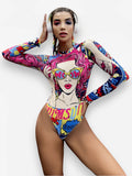 Printed one-piece swimsuit