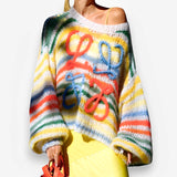Rainbow Contrast Striped Sweater