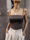 Satin Corset Cami Crop Top in brown – view 5