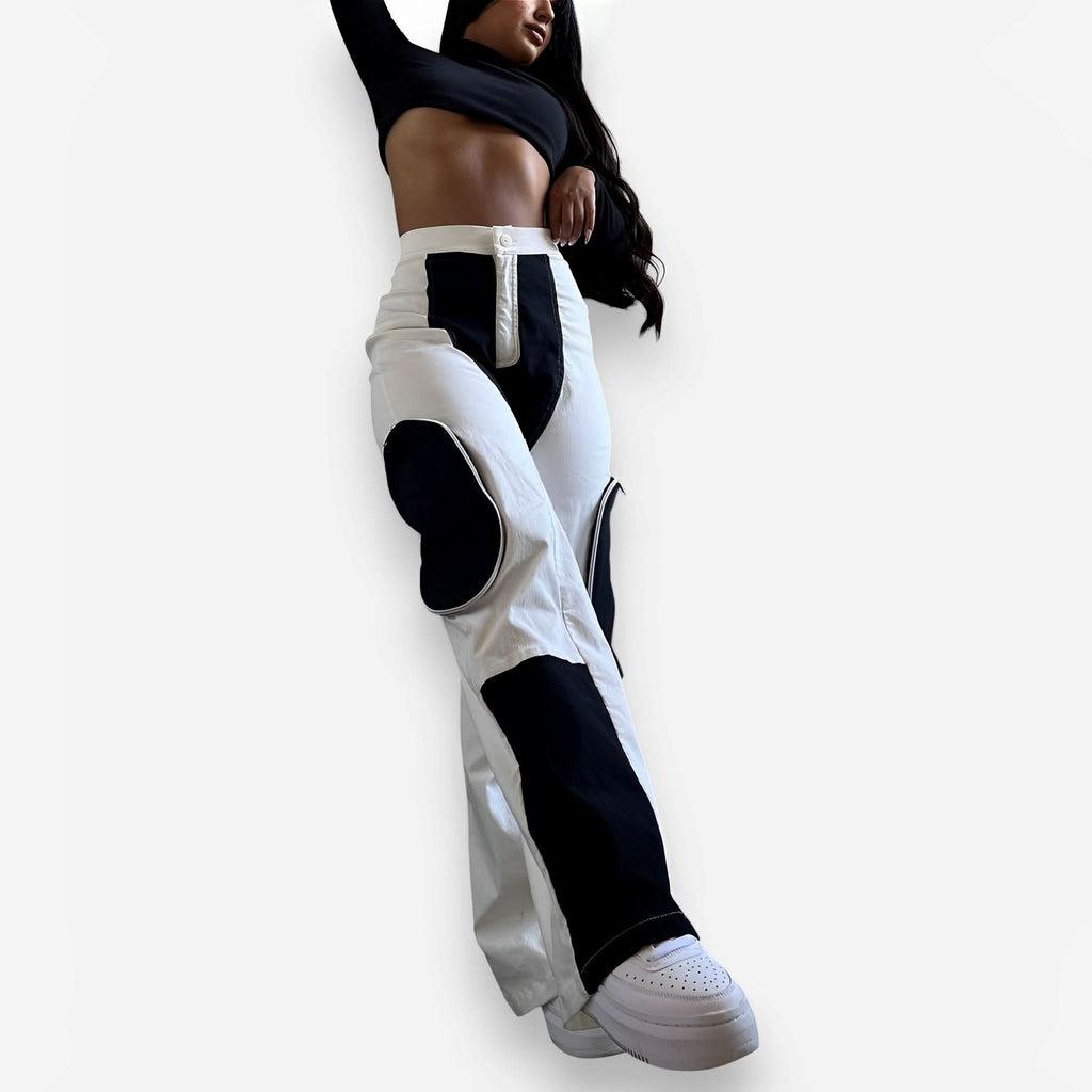 Black & White Pocket Straight Pants - Pants from The Woman Concept