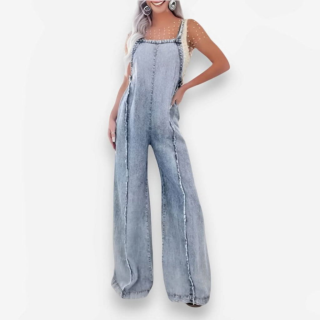 Raw Edge Wide Leg Jumpsuit - Jumpsuits & Rompers from The Woman Concept