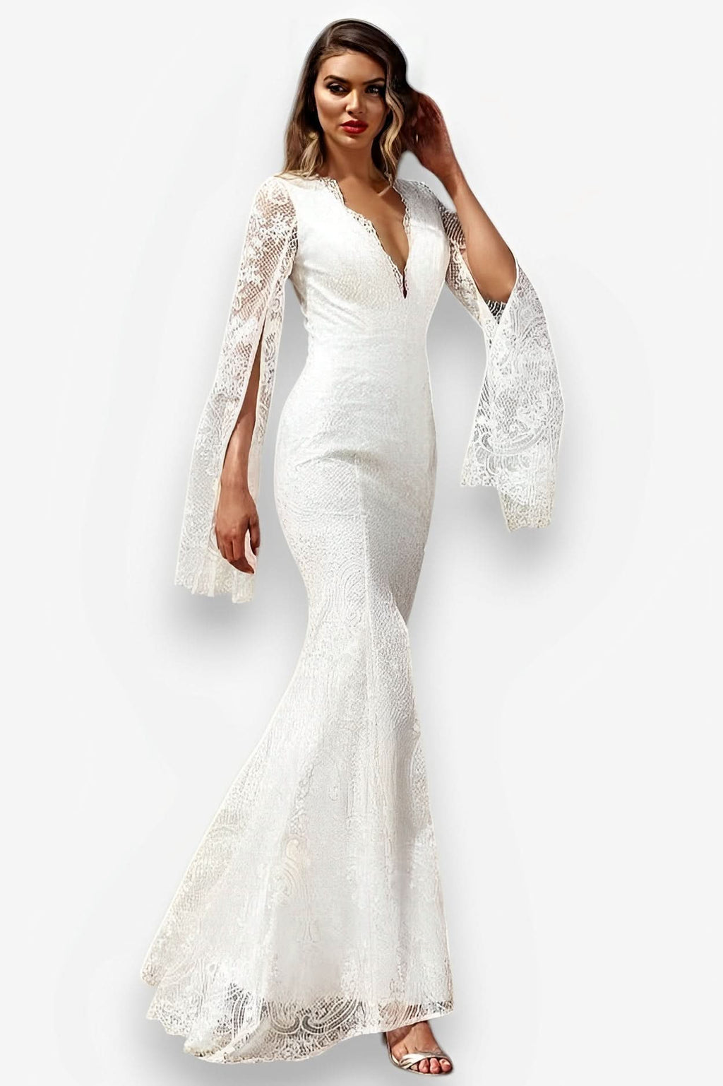 Full Length Long-Sleeved Long Elegant Dress - Long Dress from The Woman Concept