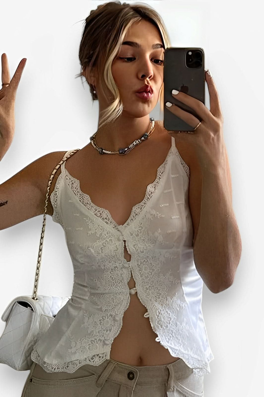 White buttoned camisole - tops from The Woman Concept