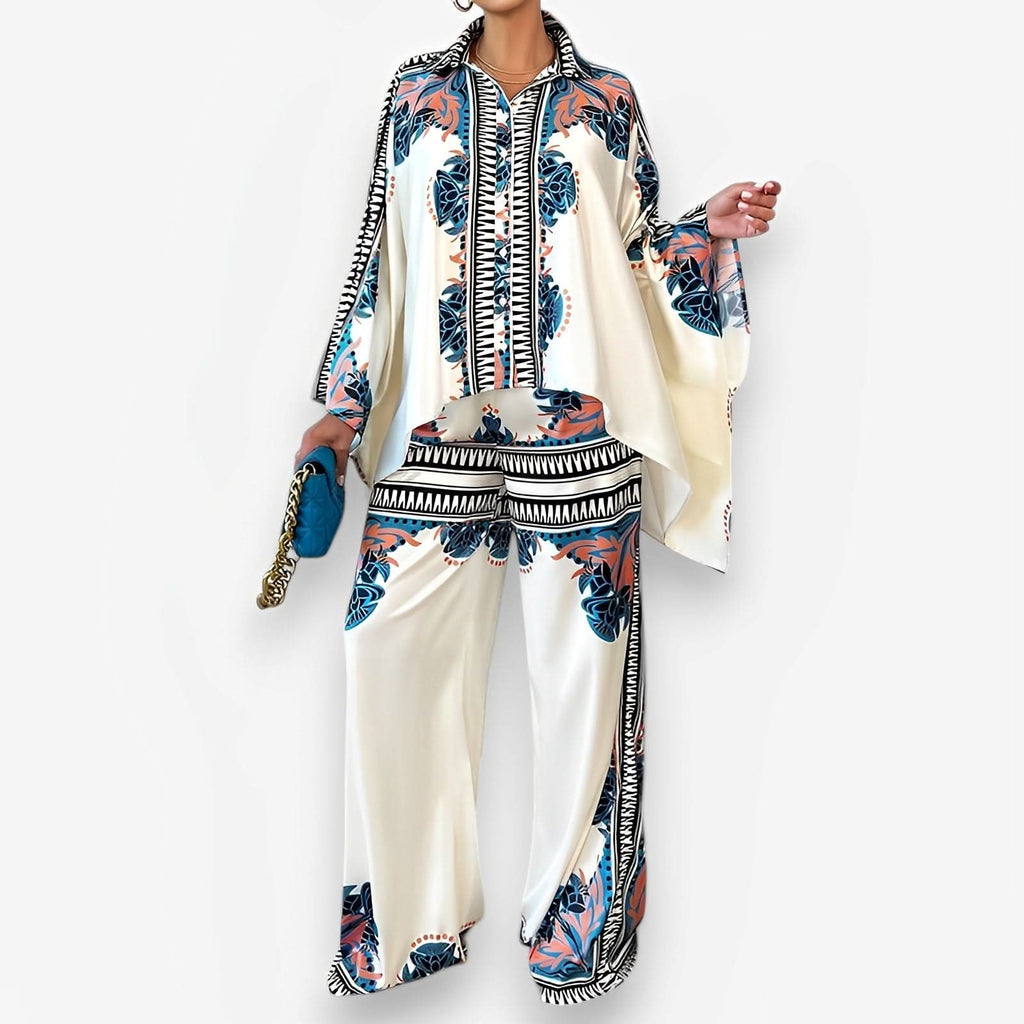 Bat Sleeve Top Loose Trousers Two-Piece Suit - Suits from The Woman Concept