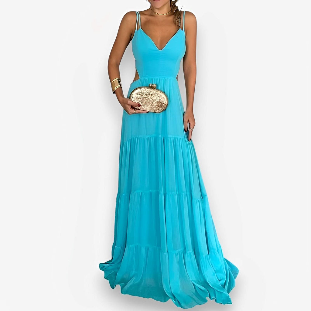 Back strap turquoise color dress - dresses from The Woman Concept