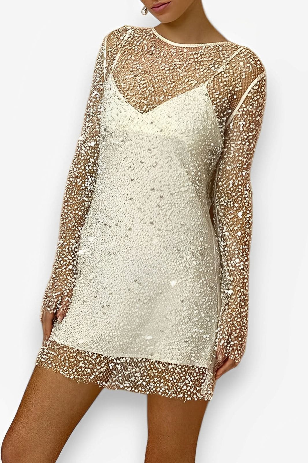See-through Mesh Two-piece Suspender Dress - Suspender Dress from The Woman Concept