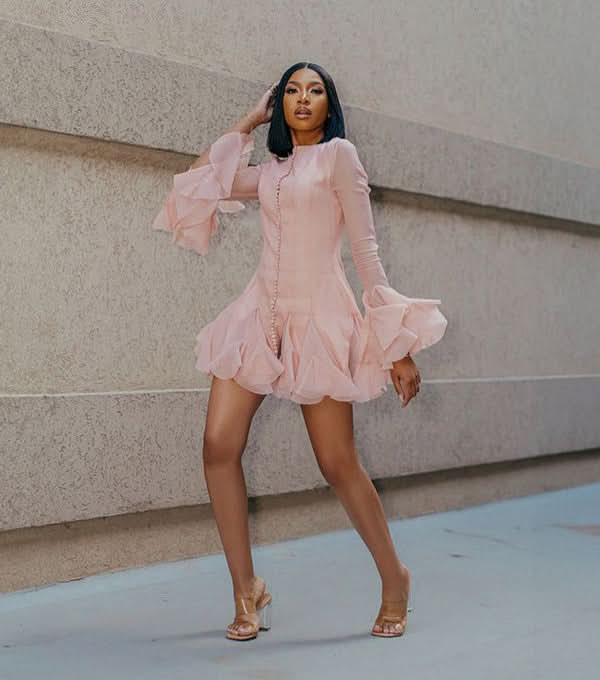 ruffled dress Pankh Eliena Ruffle Button Flare Sleeve Mini Dress