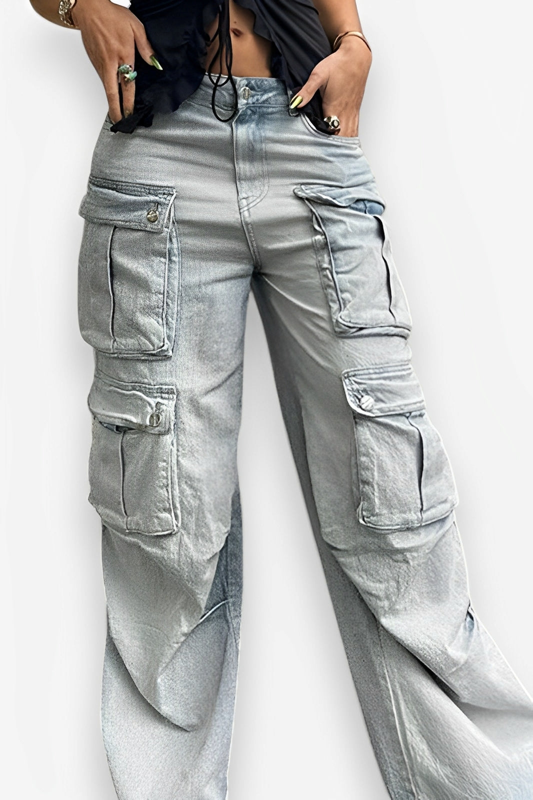 Multi-pocket splicing casual pants