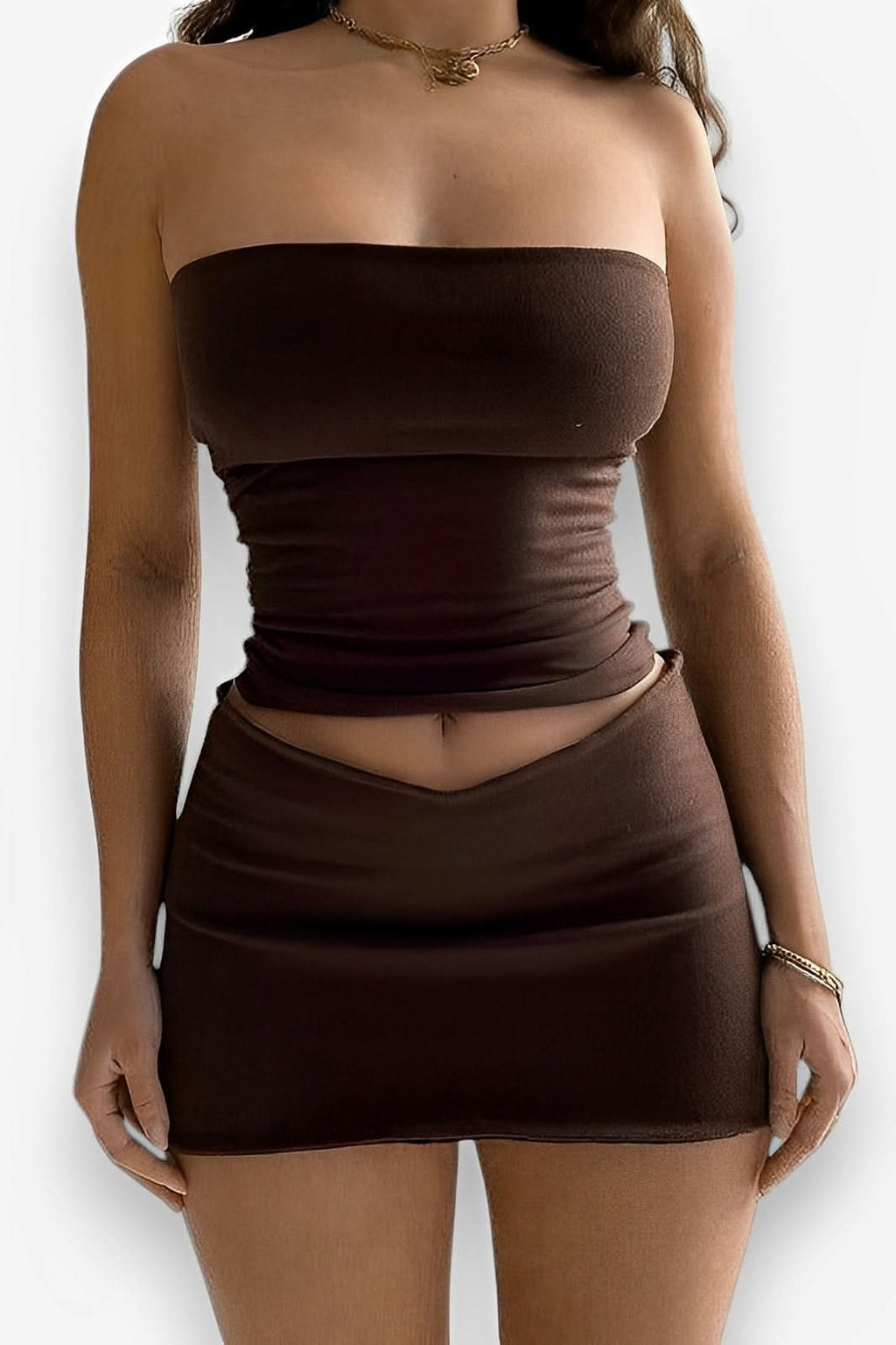 One-word tube top slim short skirt suit - short suit from The Woman Concept