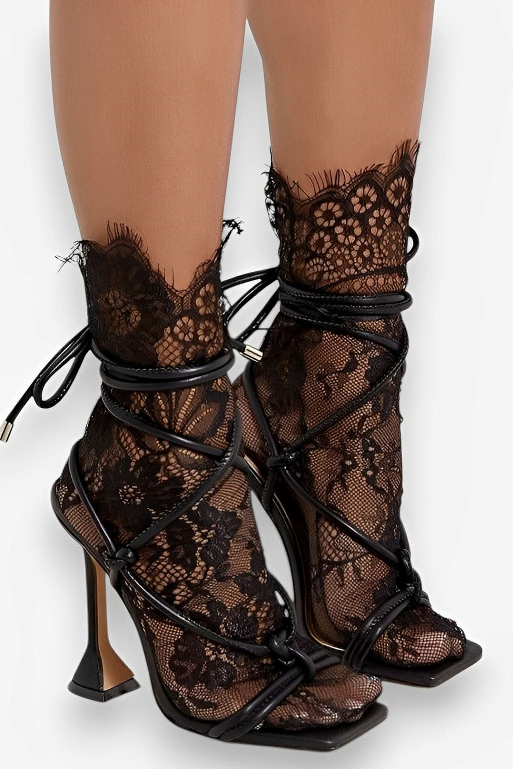 Stiletto Wineglass Cross Strap Square Head Sandals - High Heels from The Woman Concept