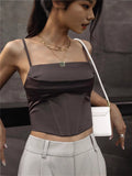 Satin Corset Cami Crop Top in brown – view 4