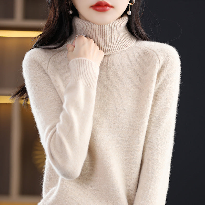 Turtleneck Knit Sweater in beige – view 2