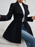 Slim Lapel Wool-Look Midi Coat in black – view 3