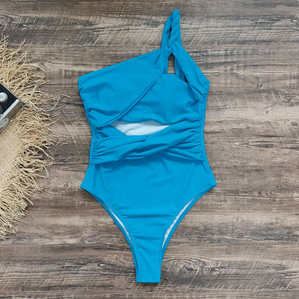 One-Piece One Shoulder Hollow Swimsuit - view 10