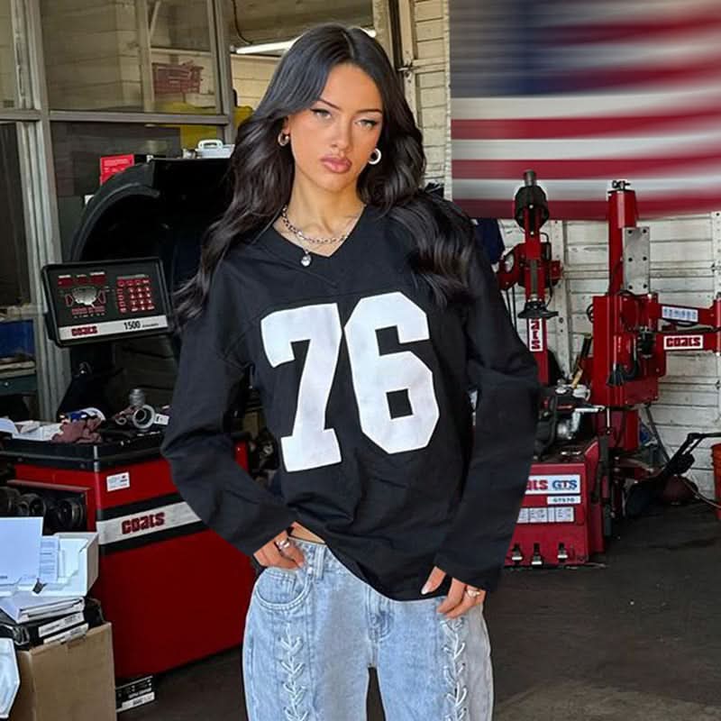 American street style-sleeved T-shirt - Side View