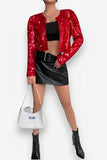 Rock style round neck short sequined jacket