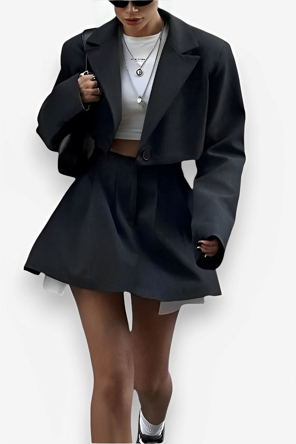 High Waist Short Skirt Long Sleeve Top Two-piece Suit - Two-Piece Sets from The Woman Concept