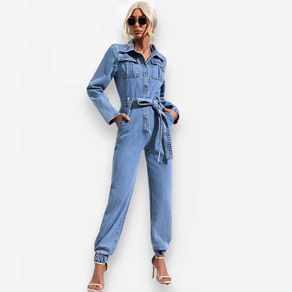 Casual slim fit denim jumpsuit - Jumpsuits & rompers from The Woman Concept