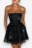 Strapless backless short evening dress