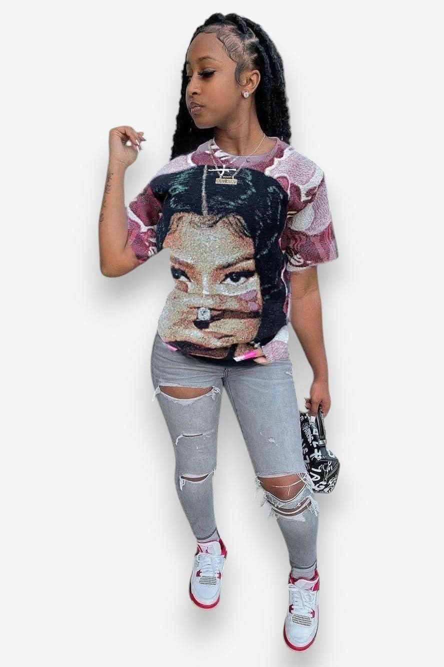 Round Neck Short-Sleeved Loose T-Shirt Top - T-shirts from The Woman Concept
